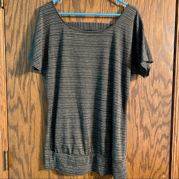 Maurices Tops - Dark gray with sliver stripes top
